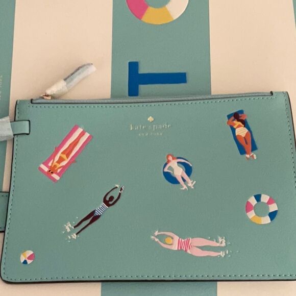 KATE SPADE NWT POOL FLOAT LARGE LEATHER OPEN TOP TOTE BAG BEACH SUMMER - Picture 11 of 12